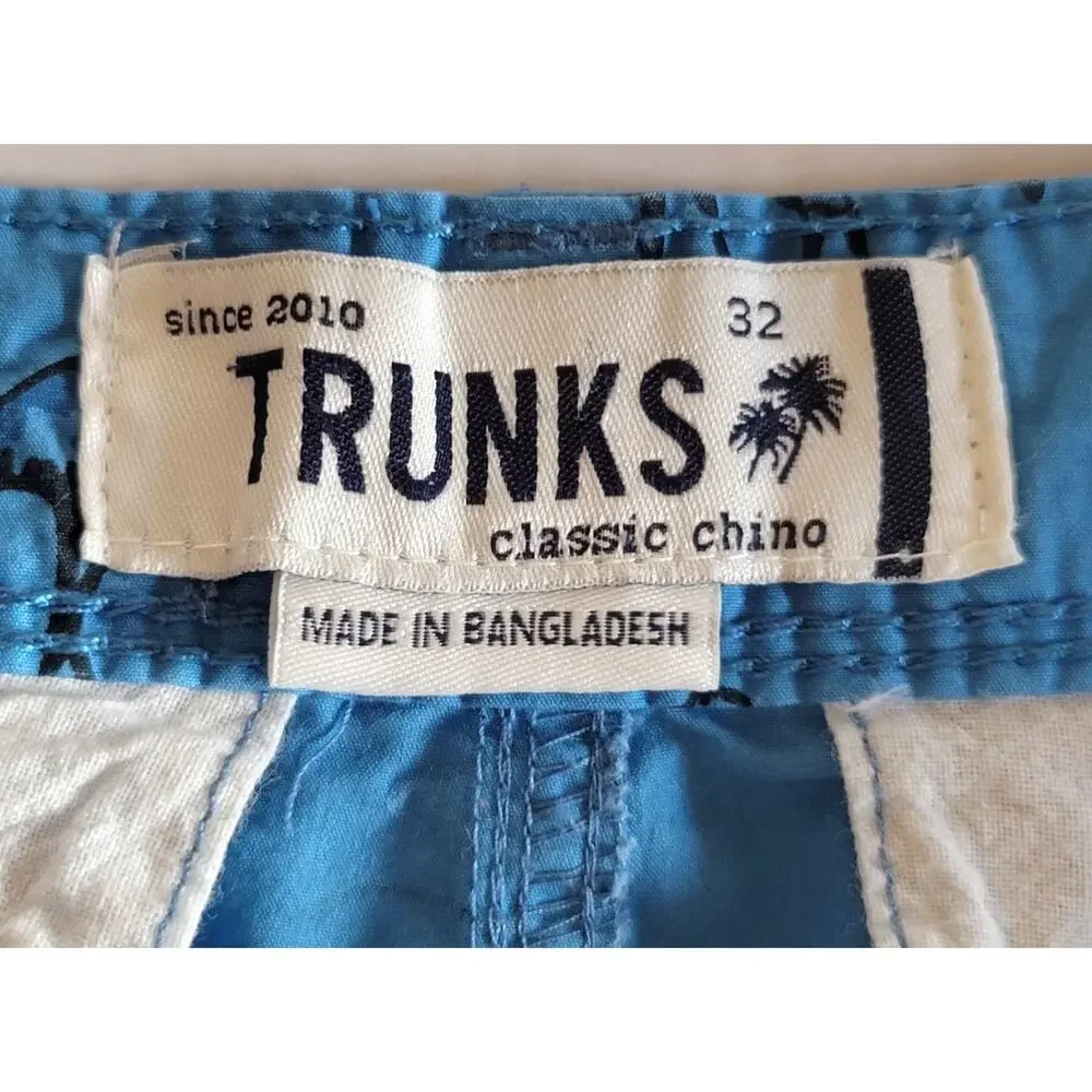 2/$15 Trunks Since 2010 Classic Chino Shorts Mens 32 Tropical Blue Flamingo